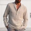 Men's Long Sleeve V Neck Casual Beach Linen Shirt Men's Long Sleeve V Neck Casual Beach Linen Shirt