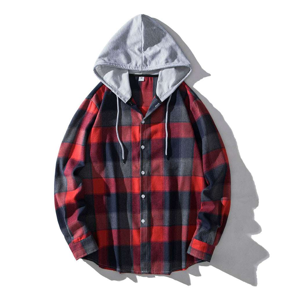 Men's Plaid Hooded Shirt P1245 Men's Plaid Hooded Shirt P1245