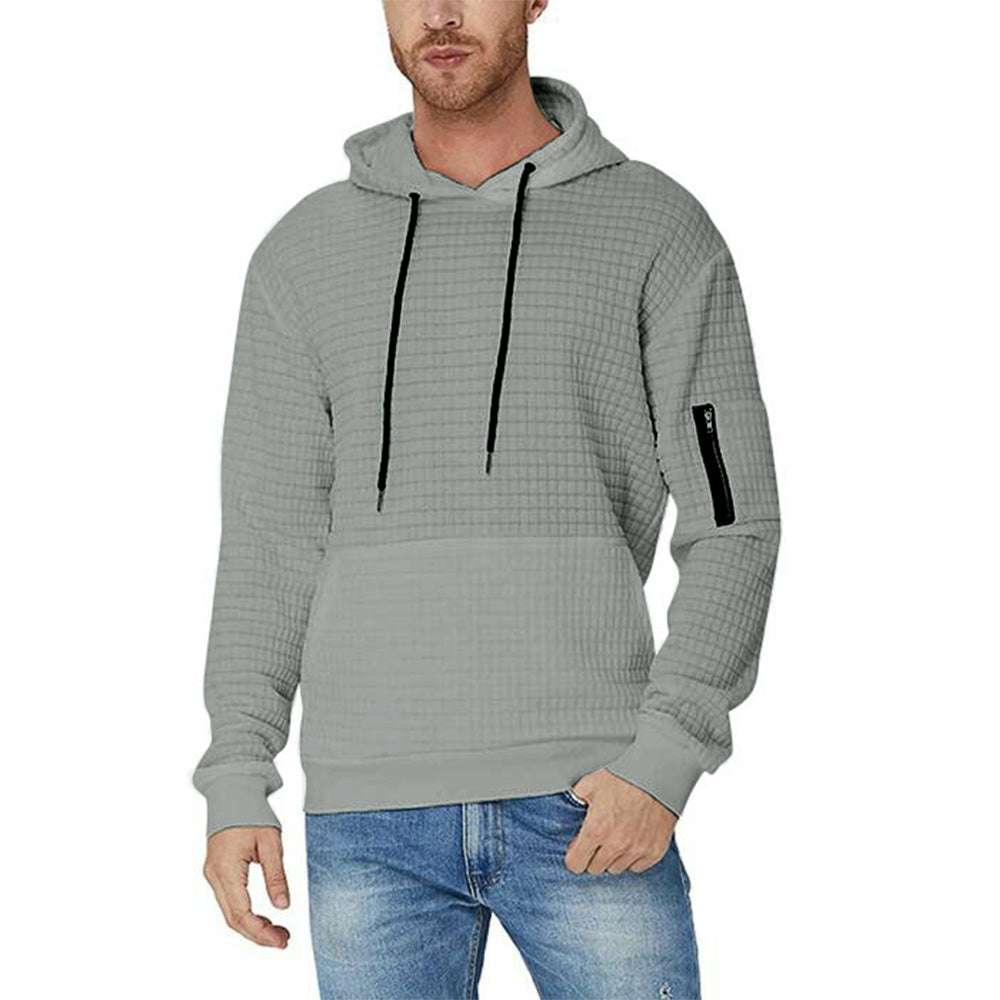 Trendy Men's Jacquard Zip Pocket Long Sleeve Sweatshirt P1150