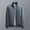 Standing Collar Plaid Casual Men's Warm Cotton Padded Jacket