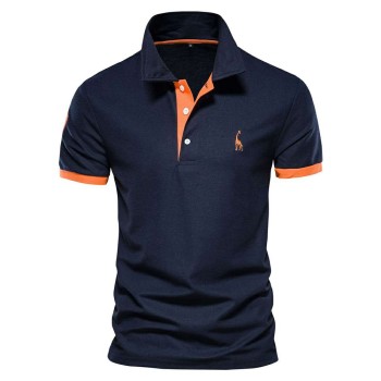 Men's Short Sleeve Fawn Embroidered Polo Shirt P1111
