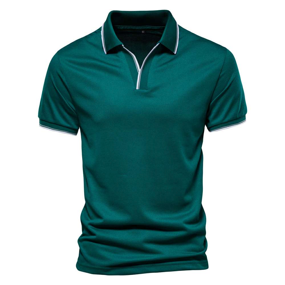 New solid color v-neck men's business POLO shirt casual short-sleeved P1024 New solid color v-neck men's business POLO shirt casual short-sleeved P1024