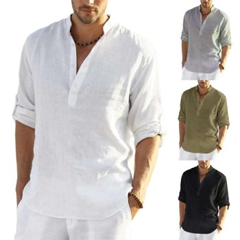 New Spring Summer Men's Comfortable Breathable Linen Shirt