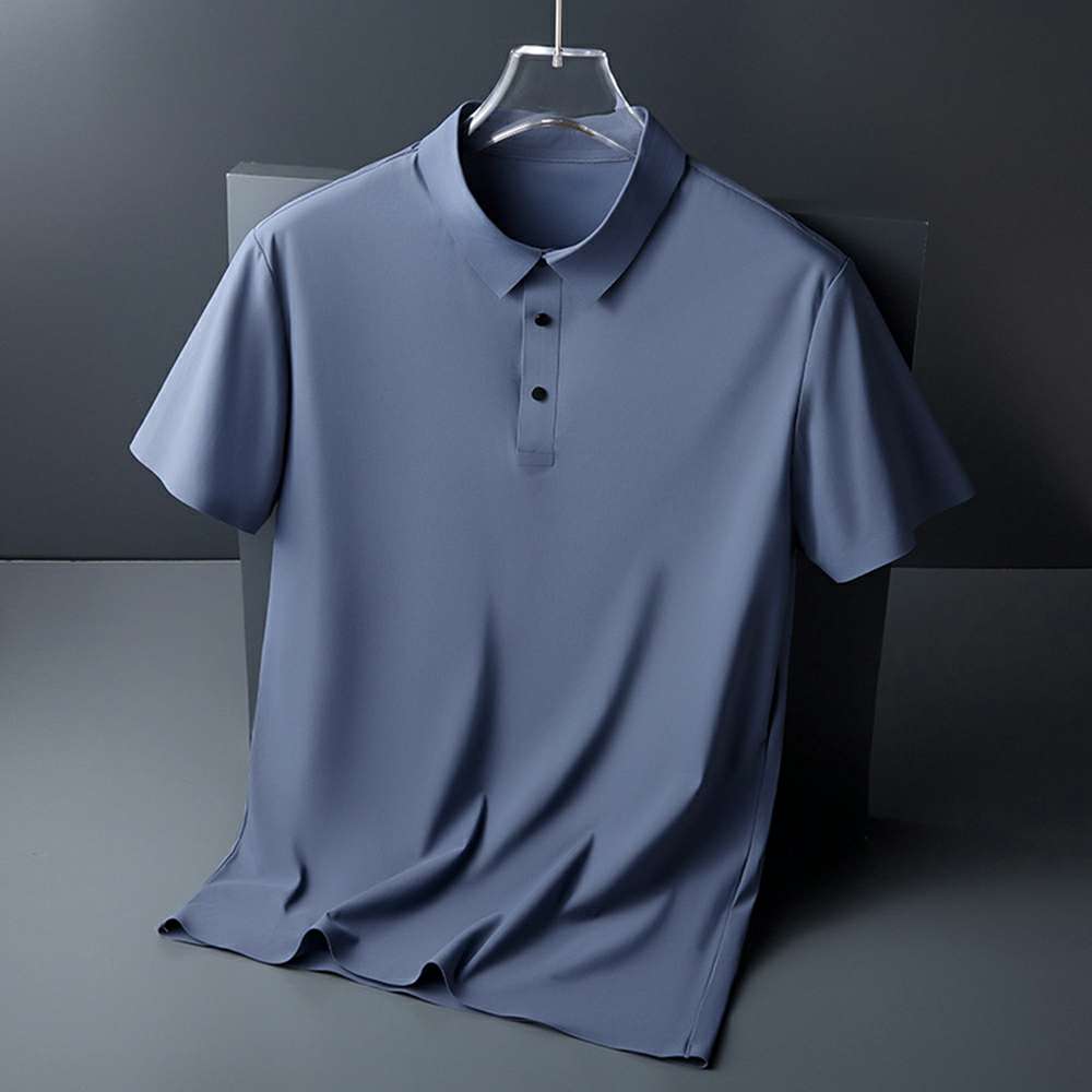 Summer new high-end men's ice silk seamless business short-sleeved lapel polo shirt Summer new high-end men's ice silk seamless business short-sleeved lapel polo shirt