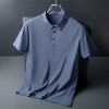 Summer new high-end men's ice silk seamless business short-sleeved lapel polo shirt Summer new high-end men's ice silk seamless business short-sleeved lapel polo shirt