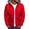 Men's Fashion Solid Color Warm Hooded Cotton Padded Jacket