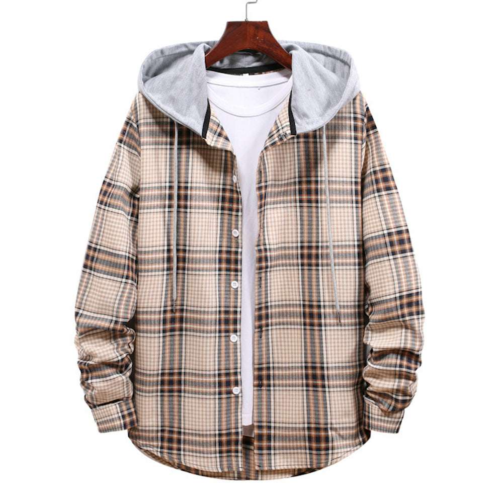 Men's Plaid Hooded Long Sleeve Shirt Jacket P1222 Men's Plaid Hooded Long Sleeve Shirt Jacket P1222
