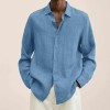New loose solid color cotton and linen shirt for men New loose solid color cotton and linen shirt for men