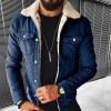 New winter lambswool style thickened denim jacket for men