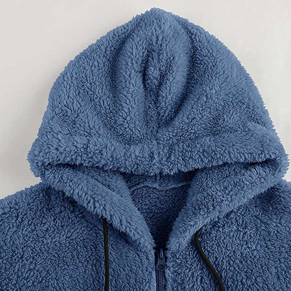 Men's plush cardigan hooded jacket