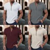 Summer Men's Breathable Linen V-Neck Button Short Sleeve Shirt Summer Men's Breathable Linen V-Neck Button Short Sleeve Shirt