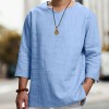 Men's new cotton and linen V-neck long-sleeved loose shirt Men's new cotton and linen V-neck long-sleeved loose shirt
