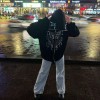 Rhinestone Skull Zip-Up Oversized Coat P1212