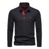 New Men's Fawn Embroidered Solid Color Long Sleeve Polo Shirt New Men's Fawn Embroidered Solid Color Long Sleeve Polo Shirt