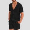 Summer new men's hollow icy breathable casual thin short-sleeved shorts suit Summer new men's hollow icy breathable casual thin short-sleeved shorts suit