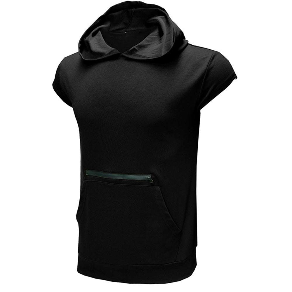 Men's Sleeveless Sports Vest Outdoor Fitness Solid Color Hoodie