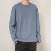 Men's basic solid color cotton round neck loose long-sleeved bottoming shirt