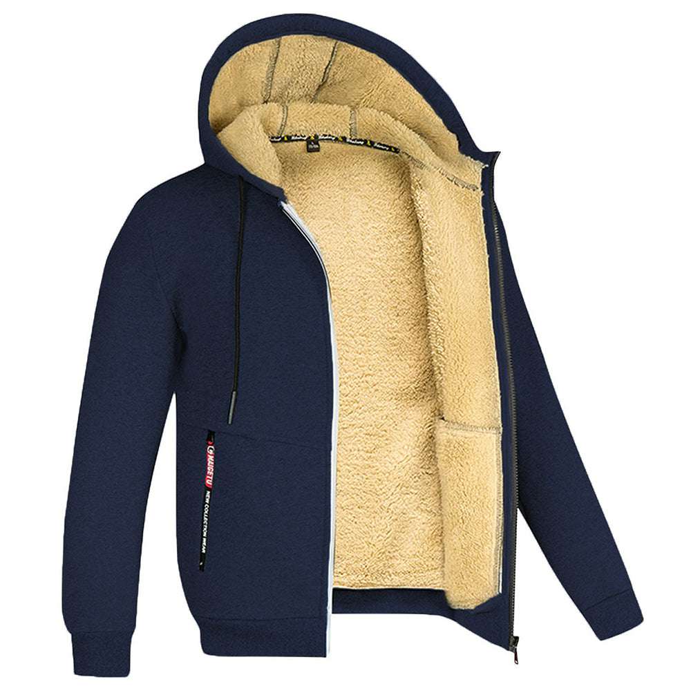 Men's all-match plus fleece thickened zipper hooded sweater cardigan jacket P1247 Men's all-match plus fleece thickened zipper hooded sweater cardigan jacket P1247