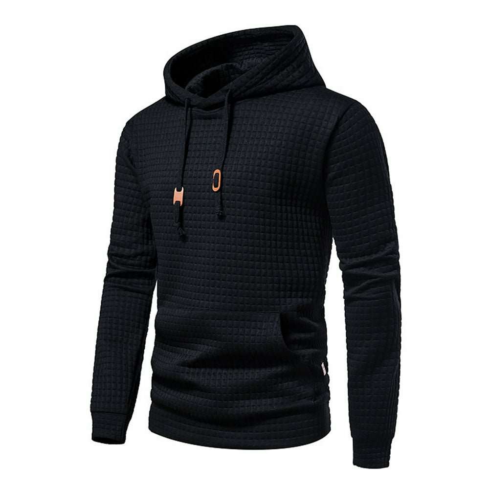 New Men's Fashion Check Casual Pocket Pullover Hoodie
