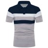 Striped color matching fashion lapel polo shirt men's short sleeves P1135 Striped color matching fashion lapel polo shirt men's short sleeves P1135