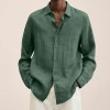 New loose solid color cotton and linen shirt for men New loose solid color cotton and linen shirt for men