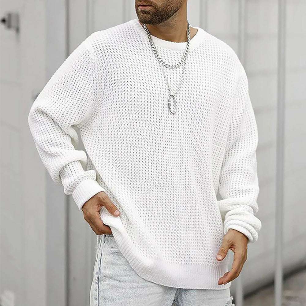 New Men's Fashion Round Neck Hollow Out Casual Knit Long Sleeve Sweater New Men's Fashion Round Neck Hollow Out Casual Knit Long Sleeve Sweater