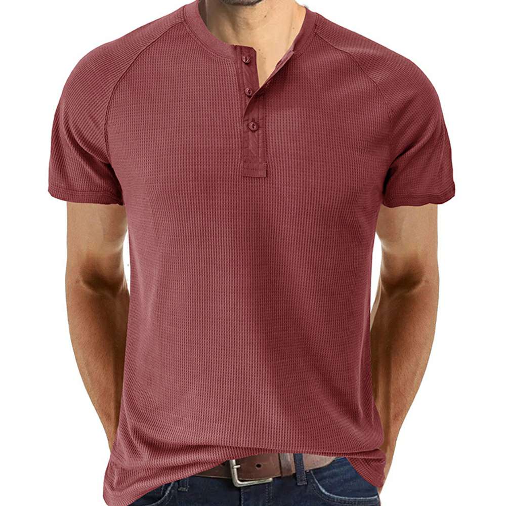 Waffle Button Raglan Men's Short Sleeve
