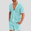 Summer new men's hollow icy breathable casual thin short-sleeved shorts suit Summer new men's hollow icy breathable casual thin short-sleeved shorts suit
