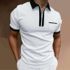 Fashion men's color block zip collar short sleeve polo shirt P1132 Fashion men's color block zip collar short sleeve polo shirt P1132