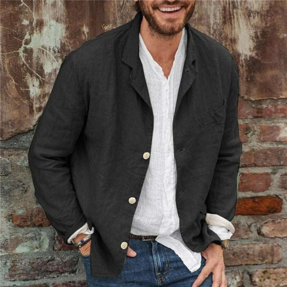 Men's loose simple cotton and linen suit jacket Men's loose simple cotton and linen suit jacket