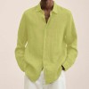 New loose solid color cotton and linen shirt for men New loose solid color cotton and linen shirt for men