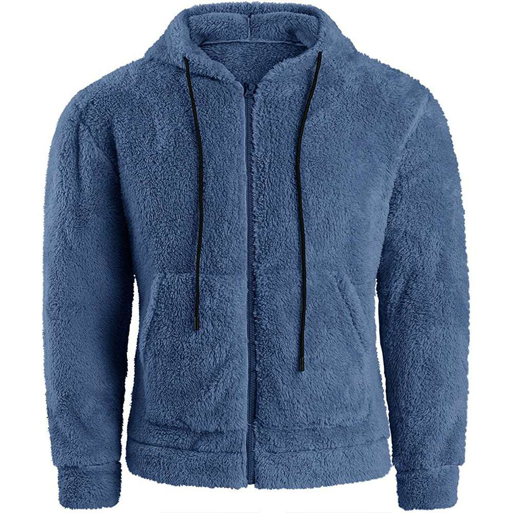 Men's plush cardigan hooded jacket
