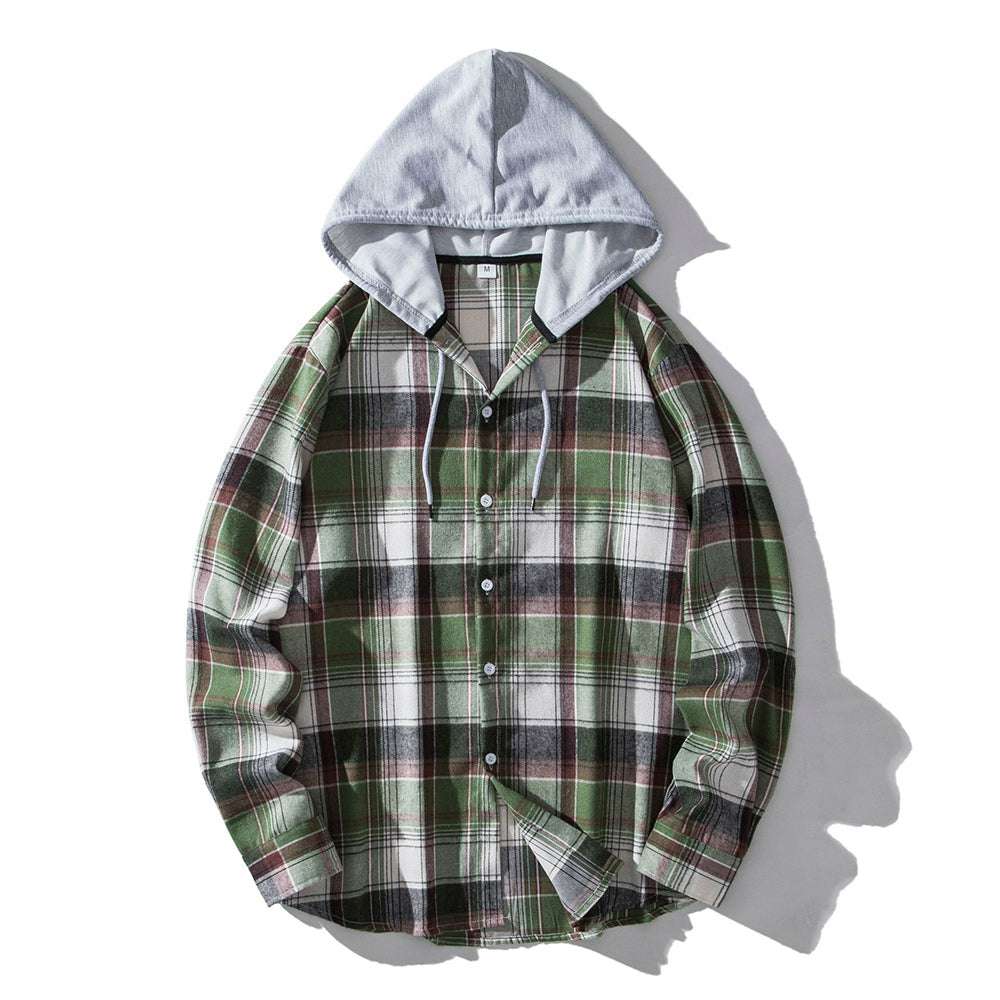Men's Plaid Hooded Shirt P1245 Men's Plaid Hooded Shirt P1245