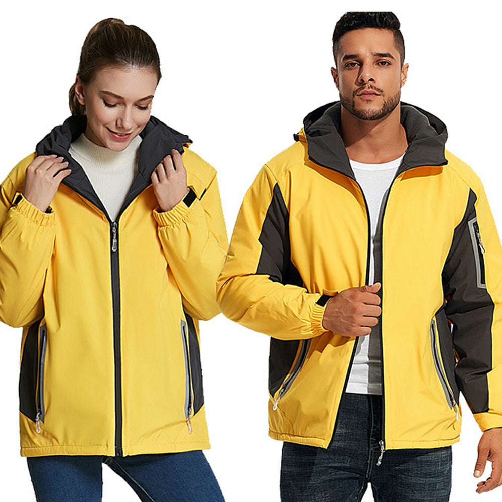 Couples style reflective warm outdoor hooded jacket