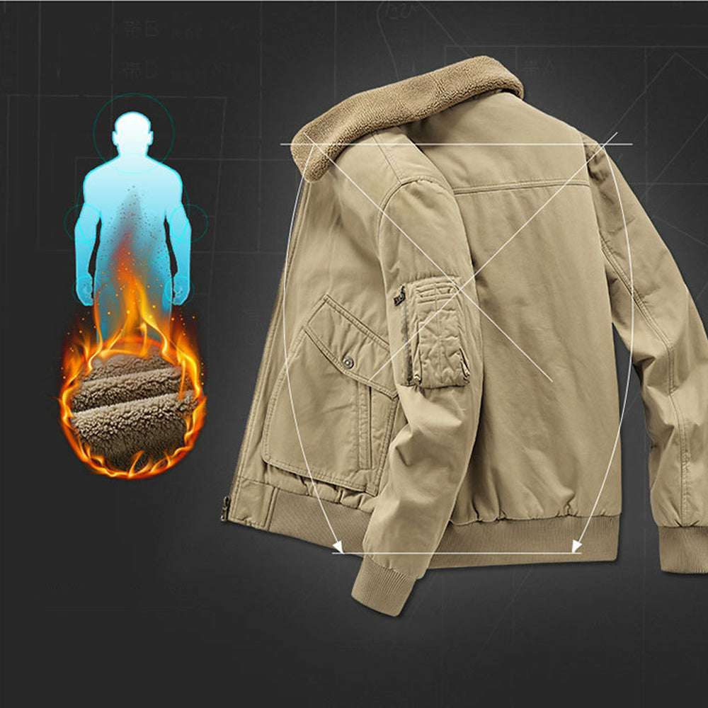 Men's lamb fleece Lapel Solid Color Jacket Men's lamb fleece Lapel Solid Color Jacket