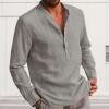 Men's Long Sleeve V Neck Casual Beach Linen Shirt Men's Long Sleeve V Neck Casual Beach Linen Shirt