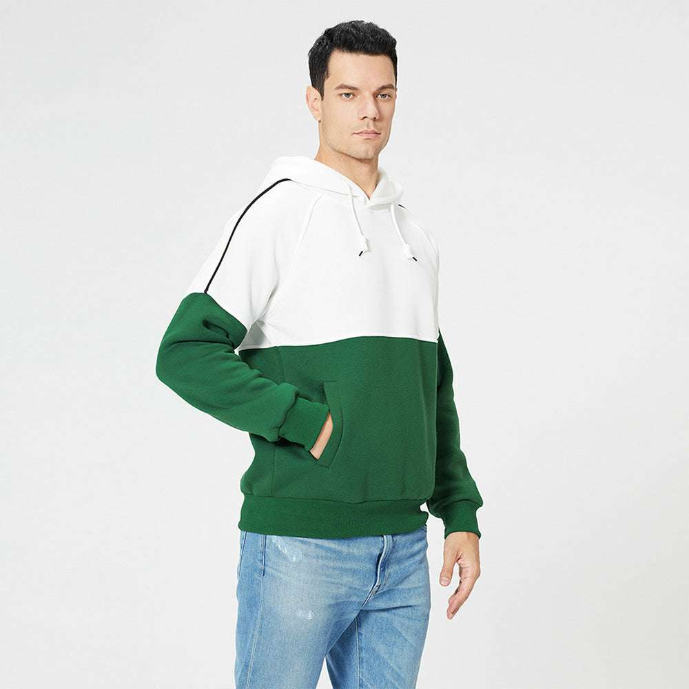 Men's New Two Tone Loose Simple Hooded Sweater