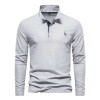 New Men's Fawn Embroidered Solid Color Long Sleeve Polo Shirt New Men's Fawn Embroidered Solid Color Long Sleeve Polo Shirt