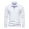 New Men's Fawn Embroidered Solid Color Long Sleeve Polo Shirt New Men's Fawn Embroidered Solid Color Long Sleeve Polo Shirt