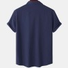 Solid color double pocket linen short sleeve shirt for men Solid color double pocket linen short sleeve shirt for men