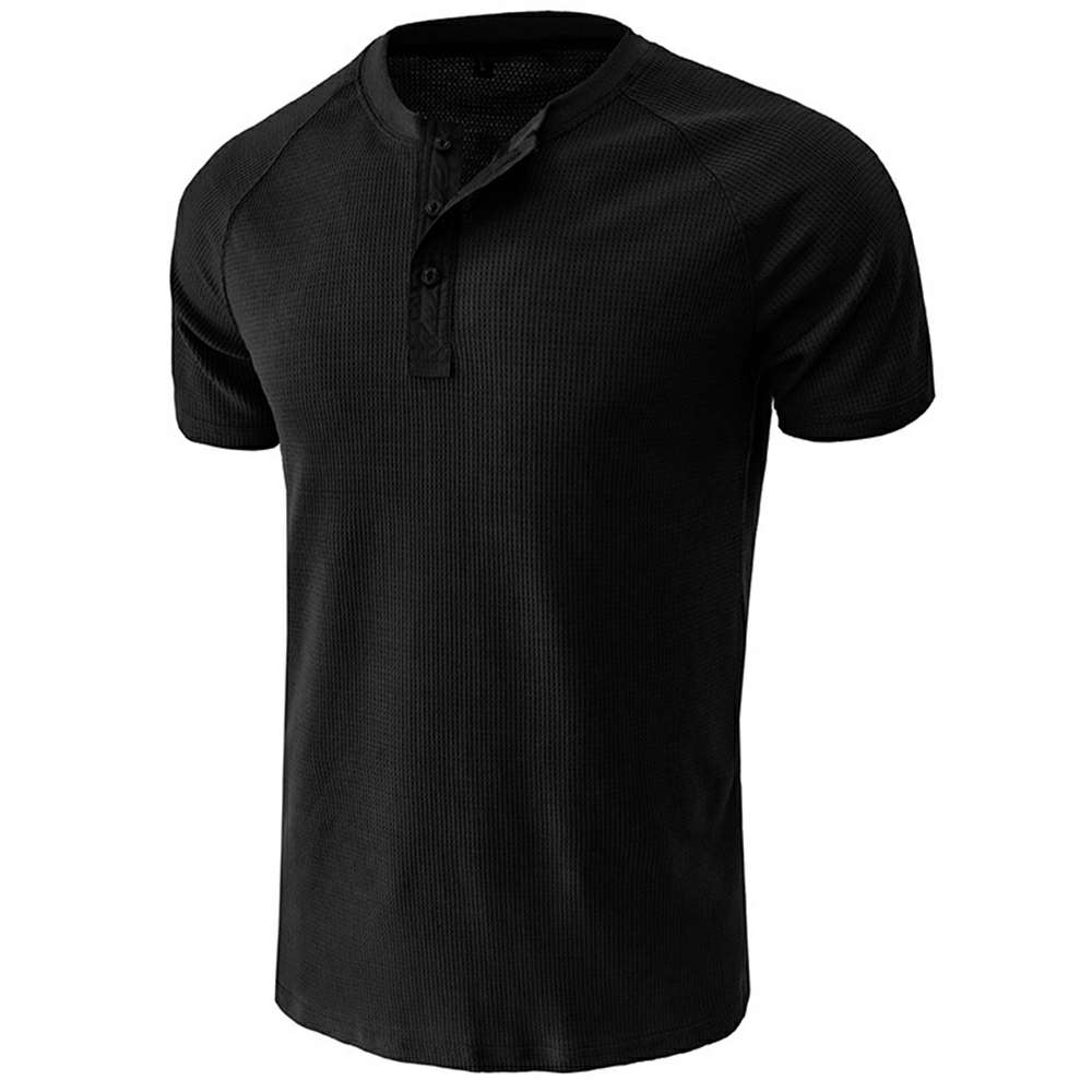 Waffle Button Raglan Men's Short Sleeve