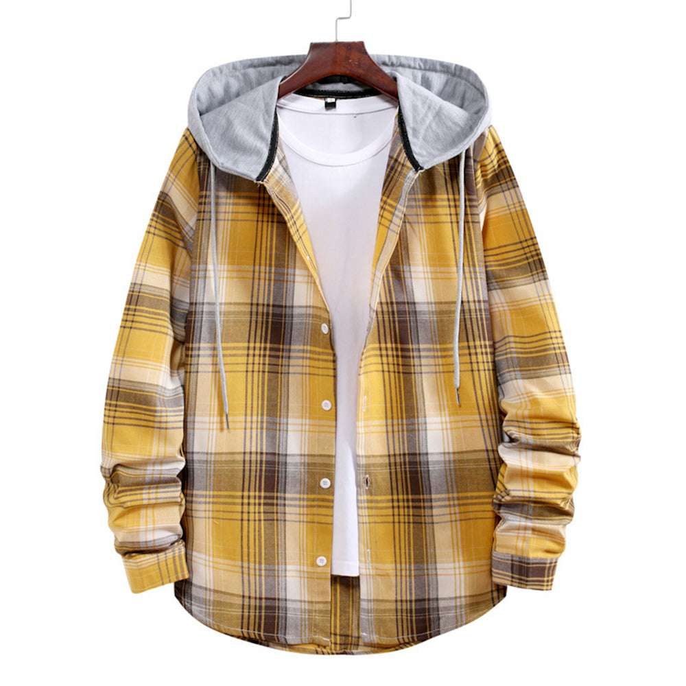 Men's Plaid Hooded Long Sleeve Shirt Jacket P1222 Men's Plaid Hooded Long Sleeve Shirt Jacket P1222