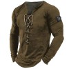 Summer new men's outdoor retro tie hooded long sleeve