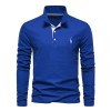 New Men's Fawn Embroidered Solid Color Long Sleeve Polo Shirt New Men's Fawn Embroidered Solid Color Long Sleeve Polo Shirt