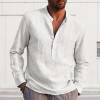 Men's Long Sleeve V Neck Casual Beach Linen Shirt Men's Long Sleeve V Neck Casual Beach Linen Shirt