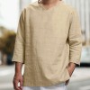 Men's new cotton and linen V-neck long-sleeved loose shirt Men's new cotton and linen V-neck long-sleeved loose shirt