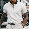 Men's Solid Color Zipper Lapel Polo T-Shirt