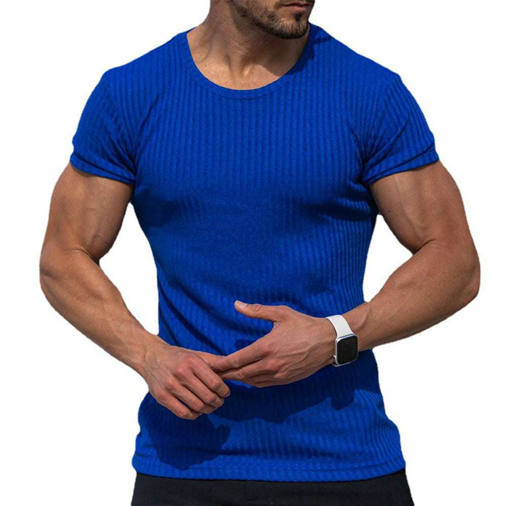 New Round Neck Short Sleeve Vertical Stripe Men's T-Shirt New Round Neck Short Sleeve Vertical Stripe Men's T-Shirt