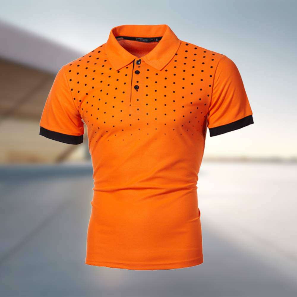 Summer fashion men's polka dot print short-sleeved lapel polo shirt P1027 Summer fashion men's polka dot print short-sleeved lapel polo shirt P1027