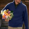 Men's Casual Comfortable V-Neck Zip Up Early Autumn Sweater